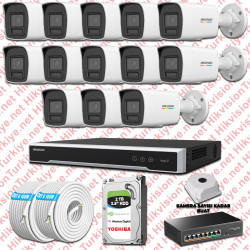 Hikvision 13 İp Güvenlik Kamerası Seti 4mp Colorvu Hibrit